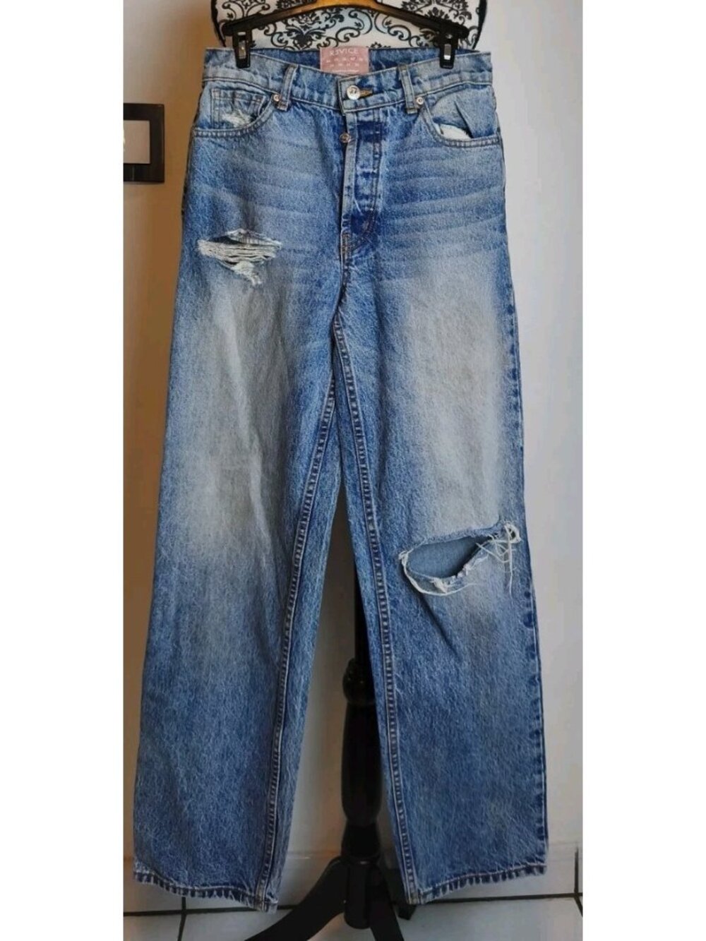 Revice Denim Victoria Jean Deep Sea Wide Leg Blue Jeans Size 27 NWT